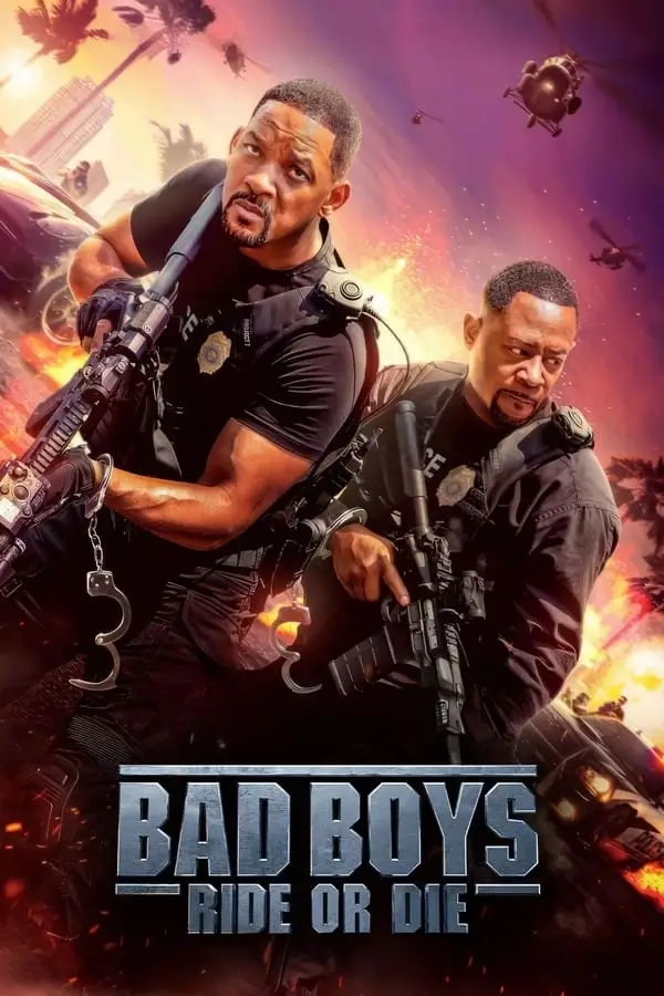 Poster van de film Bad Boys: Ride or Die met Will Smith en Martin Lawrence als agenten in actie, beschikbaar op IPTV Nederland