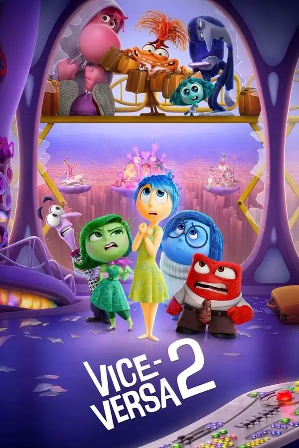 Poster van de animatiefilm Vice Versa 2 met kleurrijke emoties, beschikbaar via Nederlandse IPTV